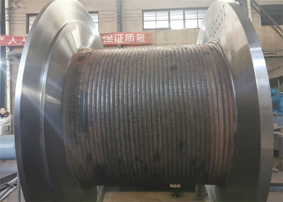 Heavy Duty Tower Crane Parts Cable Winch Drum 40mm Wire Rope Lbs Grooved